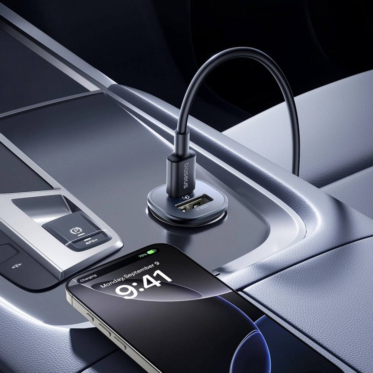Auto nabíječka Baseus GoTrip, 30W, 3A, 1 x USB-A - 1 x USB-C, Černá