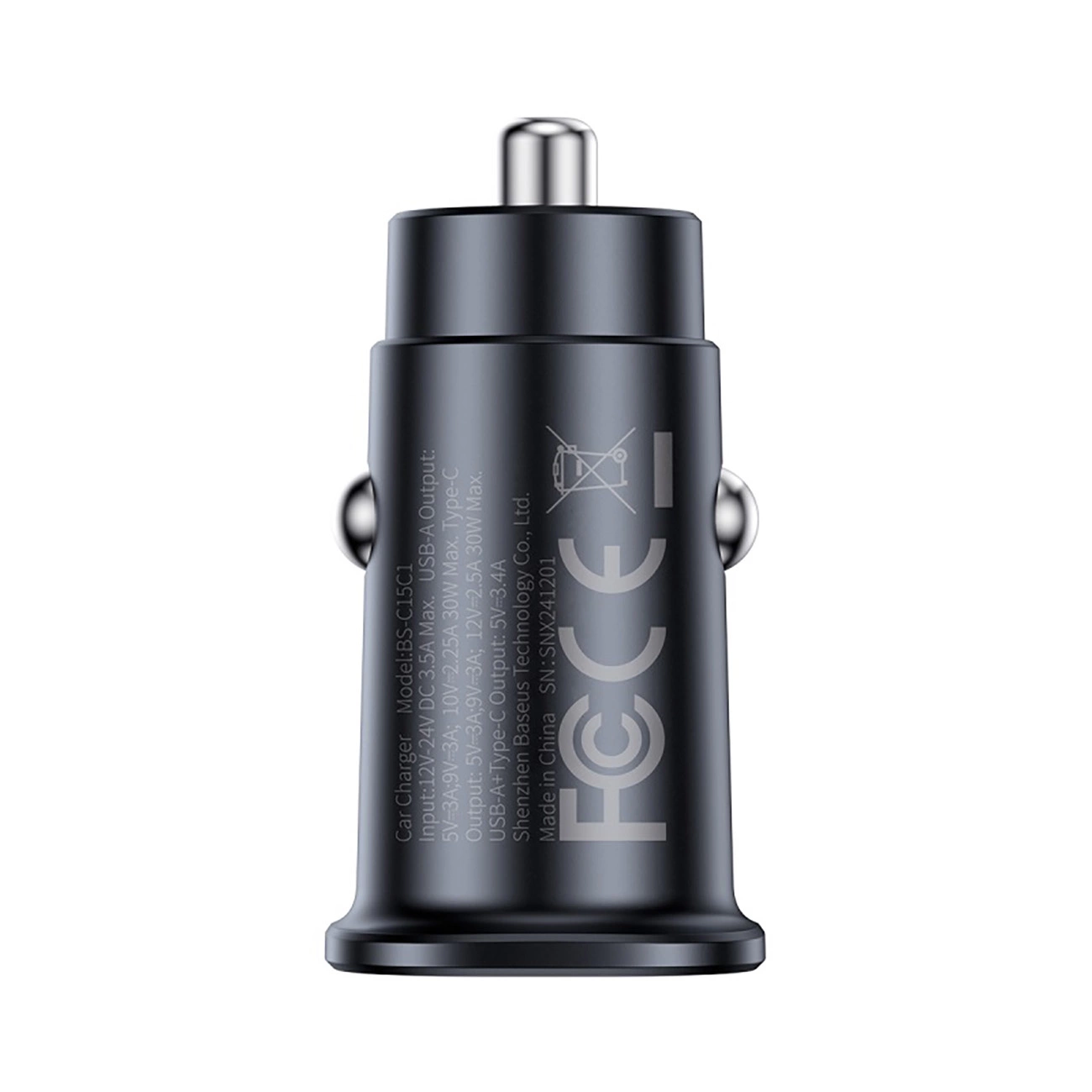 Auto nabíječka Baseus GoTrip, 30W, 3A, 2 x USB-C, Černá