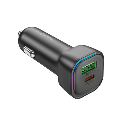 Auto nabíječka Borofone BZ28A Trophie, 30W, 3A, 1 x USB-A - 1 x USB-C, Černá