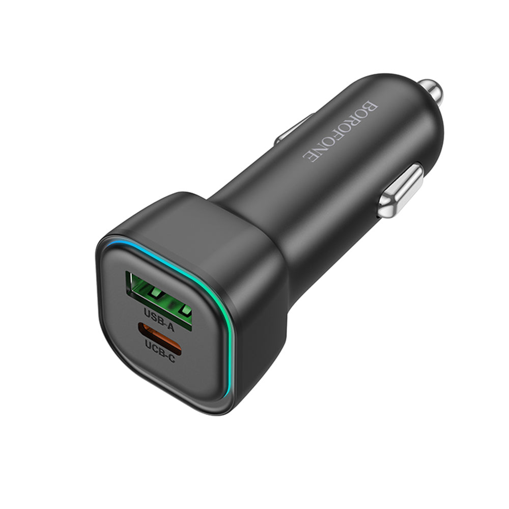 Auto nabíječka Borofone BZ28A Trophie, 30W, 3A, 1 x USB-A - 1 x USB-C, Černá