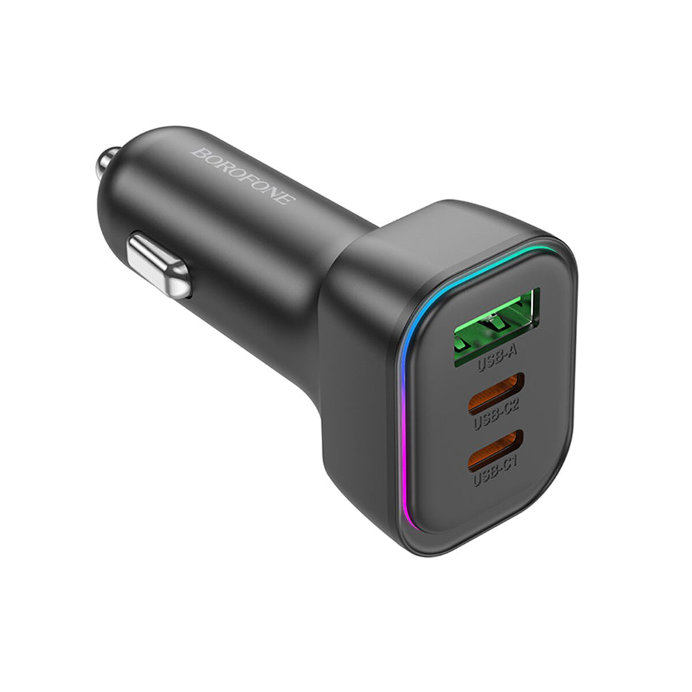 Auto nabíječka Borofone BZ28C Trophie, 60W, 3A, 1 x USB-A, 2 x USB-C, Černá