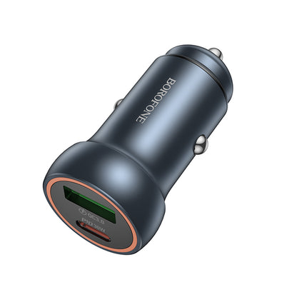 Auto nabíječka Borofone BZ32A Fresh, 30W, 3A, 1 x USB-A - 1 x USB-C, Šedá