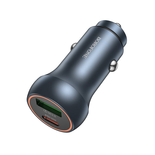 Auto nabíječka Borofone BZ32B Fresh, 48W, 3A, 1 x USB-A - 1 x USB-C, Šedá