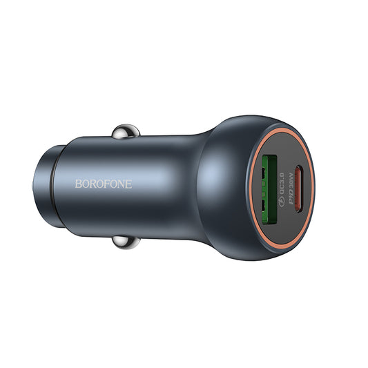 Auto nabíječka Borofone BZ32B Fresh, 48W, 3A, 1 x USB-A - 1 x USB-C, Šedá