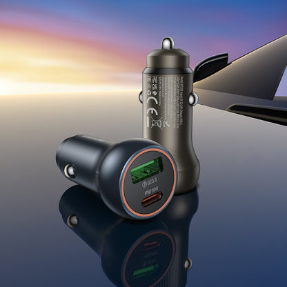 Auto nabíječka Borofone BZ32B Fresh, 48W, 3A, 1 x USB-A - 1 x USB-C, Šedá