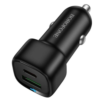Auto nabíječka Borofone BZ34B Cloud, 38W, 3A, 1 x USB-A - 1 x USB-C, Černá