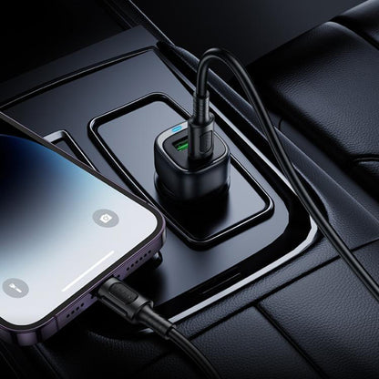 Auto nabíječka Borofone BZ34B Cloud, 38W, 3A, 1 x USB-A - 1 x USB-C, Černá