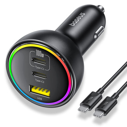 Auto nabíječka s USB-C kabelem Baseus, 152.5W, 5A, 1 x USB-A - 2 x USB-C, Černá C00036101111-00