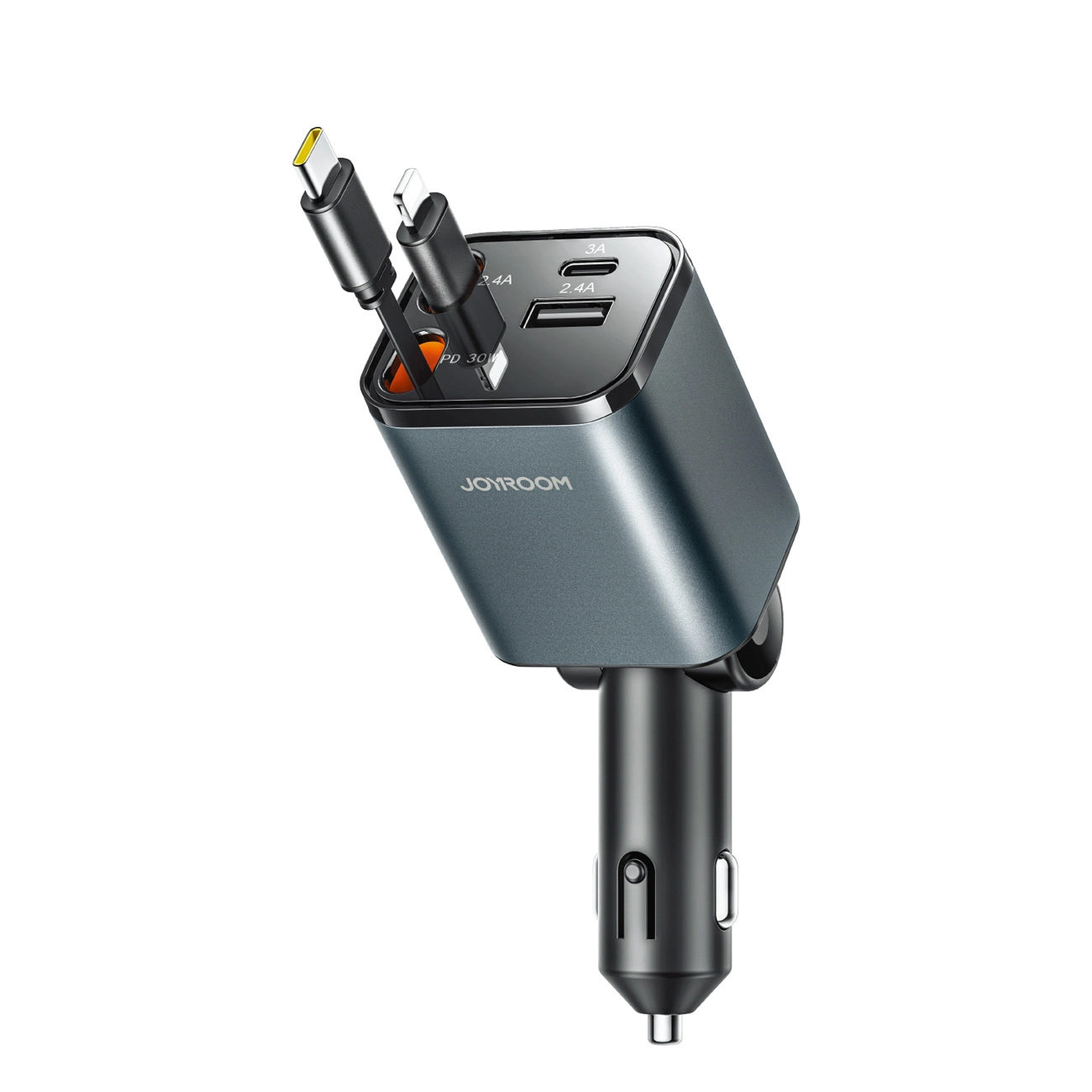 Autonabíječka s kabelem USB-C / Lightning Joyroom JR-CCL05, 30W, 3A, 1 x USB-A - 1 x USB-C, šedá