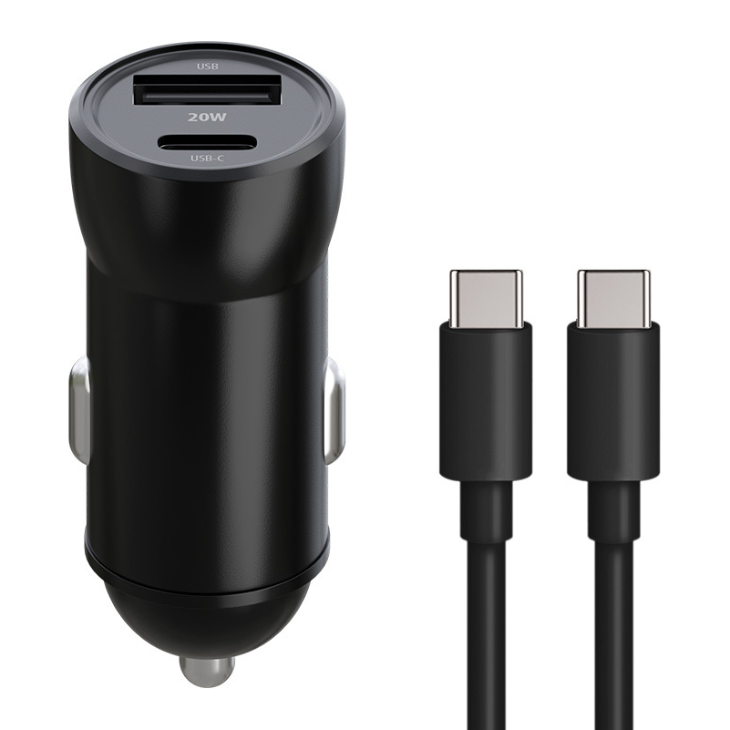 Auto nabíječka s USB-C kabelem MaXlife MXCC-04, 20W, 3A, 1 x USB-A - 1 x USB-C, černá