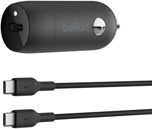 Auto nabíječka s kabelem USB-C Belkin BoostCharge, 30W, 3A, 1 x USB-C, černá CCA004bt1MBK-B6