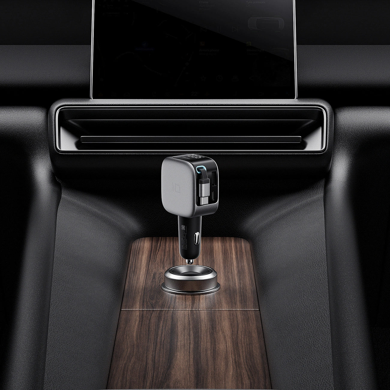 Auto nabíječka s USB-C kabelem Cuktech CC903P Display, 100W, 5A, 1 x USB-A - 1 x USB-C, šedá