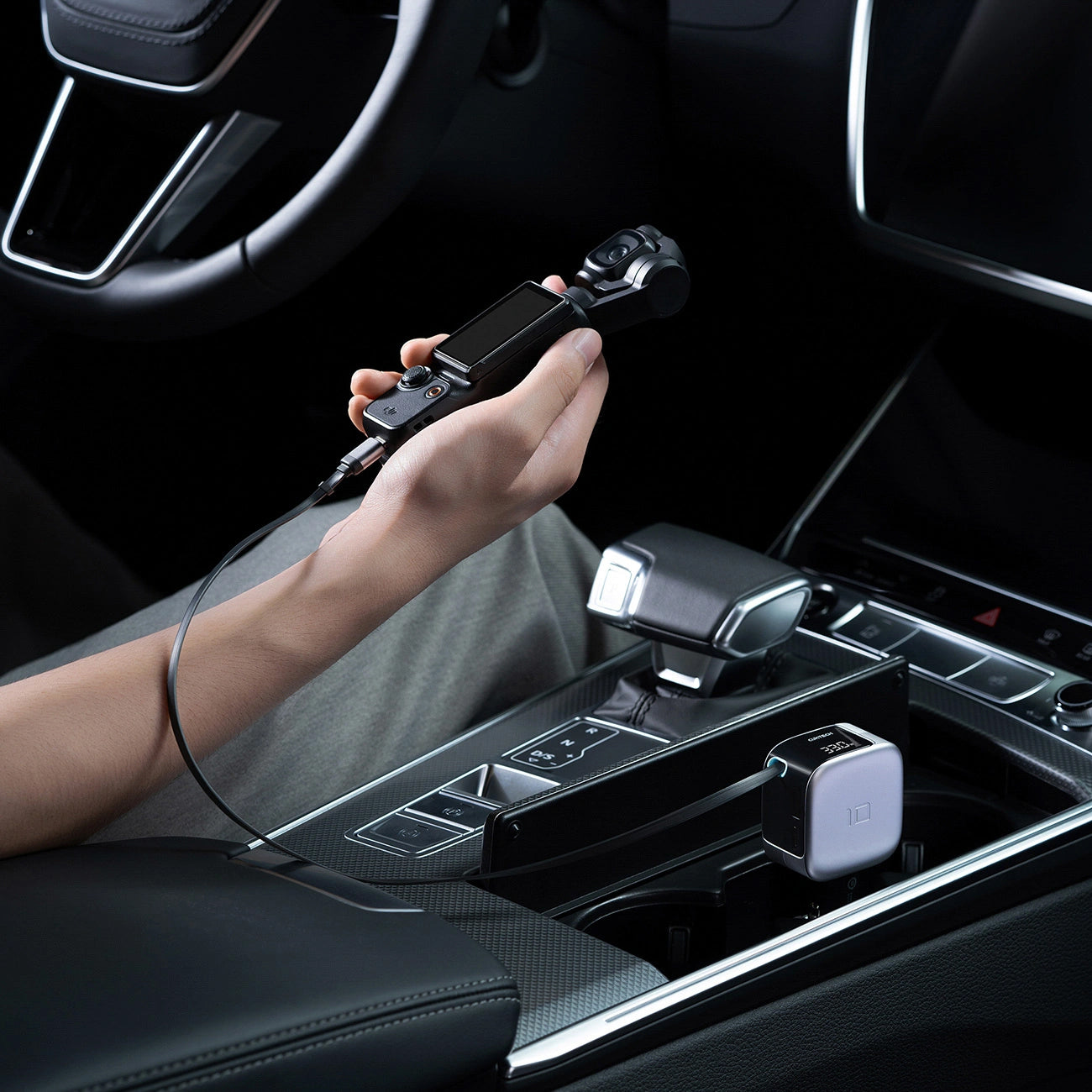 Auto nabíječka s USB-C kabelem Cuktech CC903P Display, 100W, 5A, 1 x USB-A - 1 x USB-C, šedá