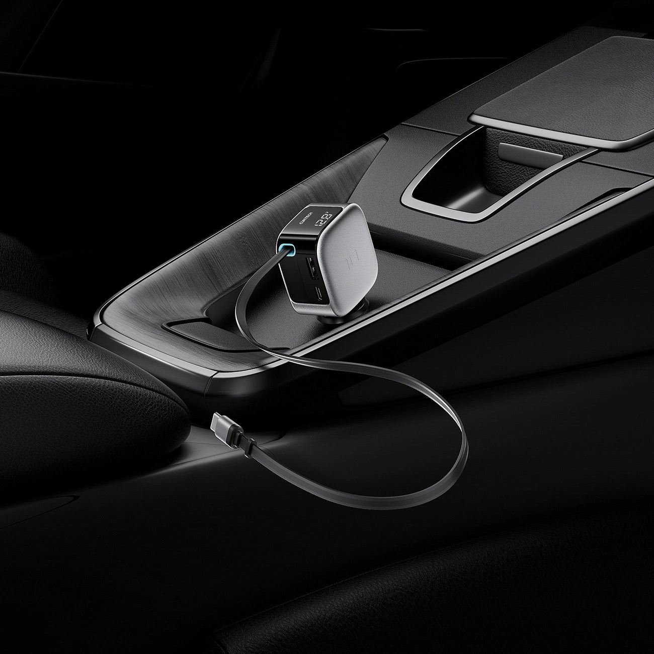 Auto nabíječka s USB-C kabelem Cuktech CC903P Display, 100W, 5A, 1 x USB-A - 1 x USB-C, šedá