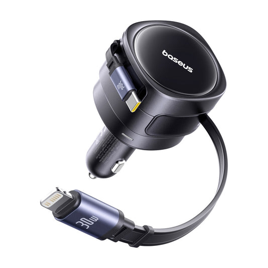 Auto nabíječka s kabelem USB-C / Lightning Baseus Enjoyment Max, 60W, 3A, Černá C00035507121-00