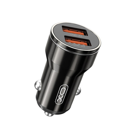 Auto nabíječka s kabelem USB-C XO Design CC48, 12W, 2.4A, 2 x USB-A, Šedá