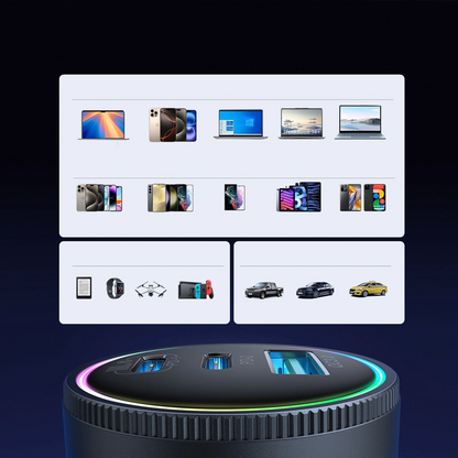 Joyroom JR-CCN07 Car Charger with USB-C Cable, 145W, 5A, 1 x USB-A - 2 x USB-C, Gray