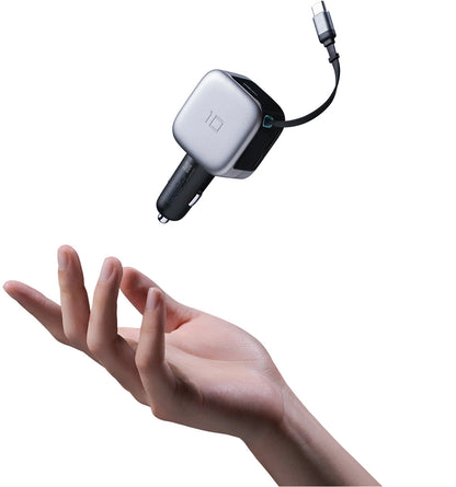 Auto nabíječka s USB-C kabelem Cuktech CC903P Display, 100W, 5A, 1 x USB-A - 1 x USB-C, šedá