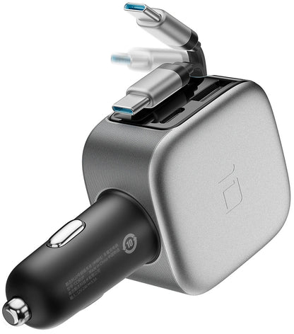 Auto nabíječka s USB-C kabelem Cuktech CC903P Display, 100W, 5A, 1 x USB-A - 1 x USB-C, šedá
