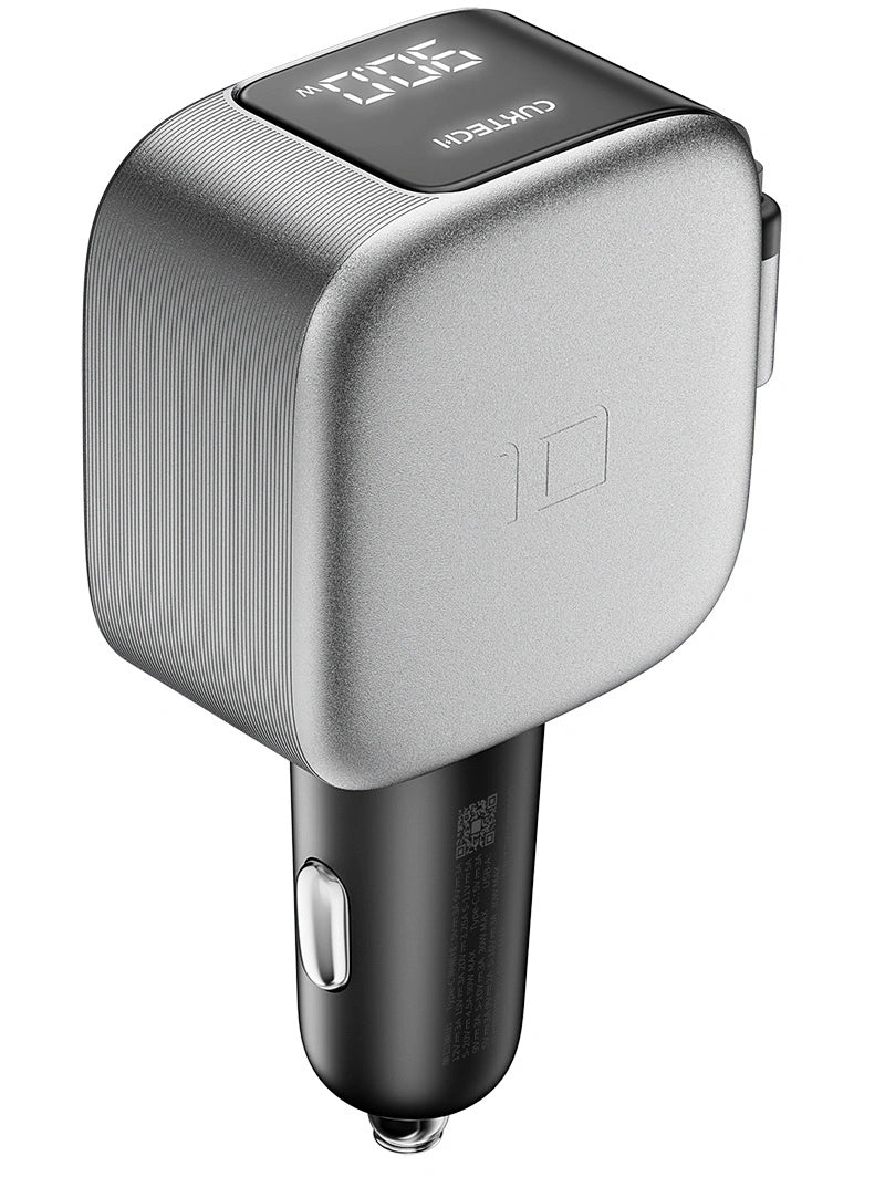 Auto nabíječka s USB-C kabelem Cuktech CC903P Display, 100W, 5A, 1 x USB-A - 1 x USB-C, šedá