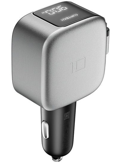 Auto nabíječka s USB-C kabelem Cuktech CC903P Display, 100W, 5A, 1 x USB-A - 1 x USB-C, šedá