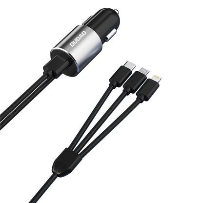 Car Charger With Lightning / microUSB / USB-C Cable Dudao R5ProN, 17W, 3.4A, 1 x USB-A, Black