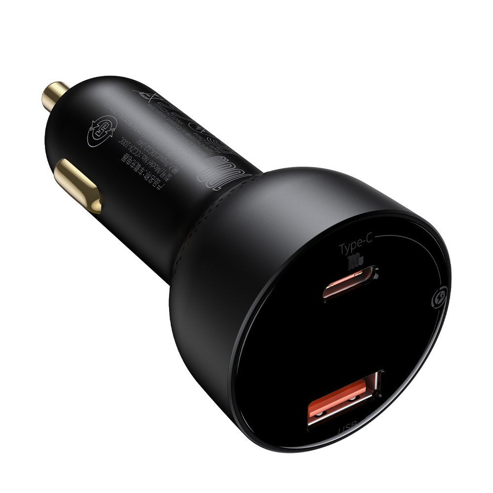 Auto nabíječka s kabelem USB-C Baseus Superme, 100W, 5A, 1 x USB-A - 1 x USB-C, Černá TZCCZX-01