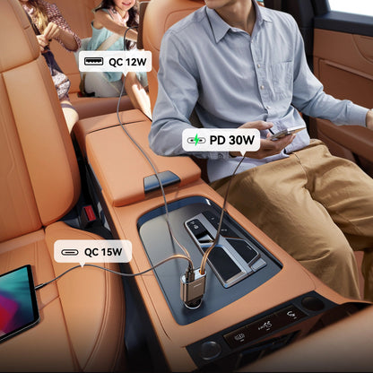 Autonabíječka s kabelem USB-C Joyroom JR-CCL07, 30W, 3A, 1 x USB-A - 1 x USB-C, šedá