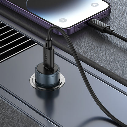 Auto nabíječka s kabelem Lightning HOCO Z57, 30W, 3A, 1 x USB-C, šedá