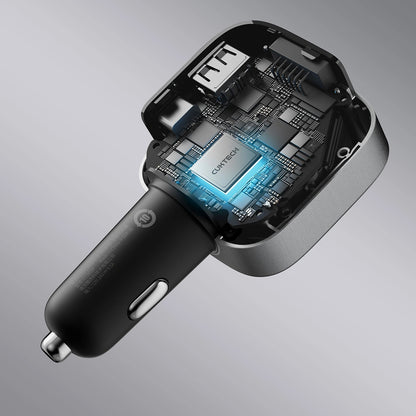 Auto nabíječka s USB-C kabelem Cuktech CC903P Display, 100W, 5A, 1 x USB-A - 1 x USB-C, šedá