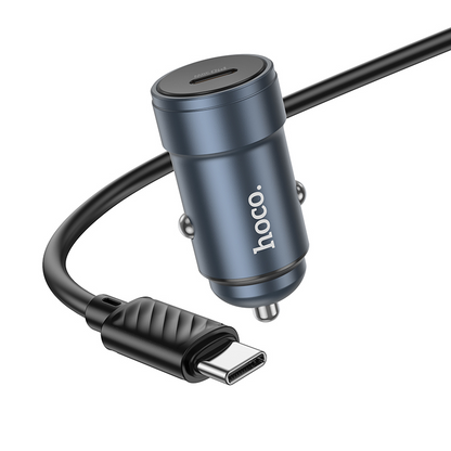 Autonabíječka s kabelem USB-C HOCO Z57, 30W, 3A, 1 x USB-C, šedá