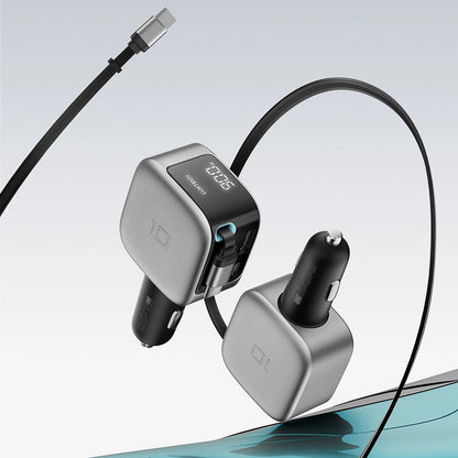 Auto nabíječka s USB-C kabelem Cuktech CC903P Display, 100W, 5A, 1 x USB-A - 1 x USB-C, šedá