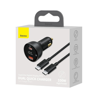 Auto nabíječka s kabelem USB-C Baseus Superme, 100W, 5A, 1 x USB-A - 1 x USB-C, Černá TZCCZX-01