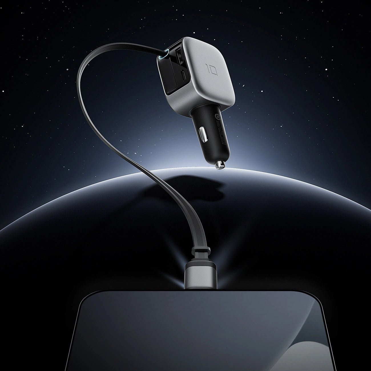 Auto nabíječka s USB-C kabelem Cuktech CC903P Display, 100W, 5A, 1 x USB-A - 1 x USB-C, šedá