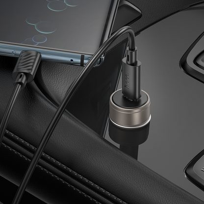 Autonabíječka s kabelem USB-C HOCO Z57, 30W, 3A, 1 x USB-C, šedá
