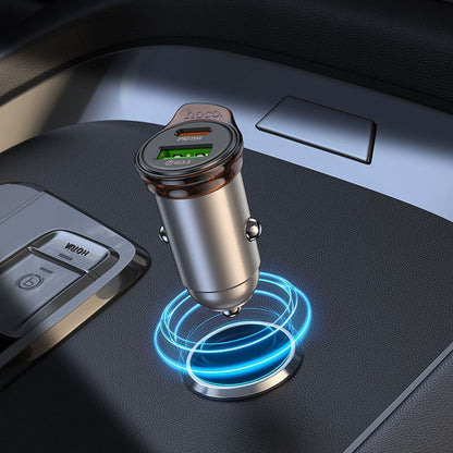 Auto nabíječka s kabelem USB-C HOCO NZ16A, 43W, 3A, 1 x USB-A - 1 x USB-C, šedá