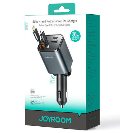 Autonabíječka s kabelem USB-C / Lightning Joyroom JR-CCL05, 30W, 3A, 1 x USB-A - 1 x USB-C, šedá