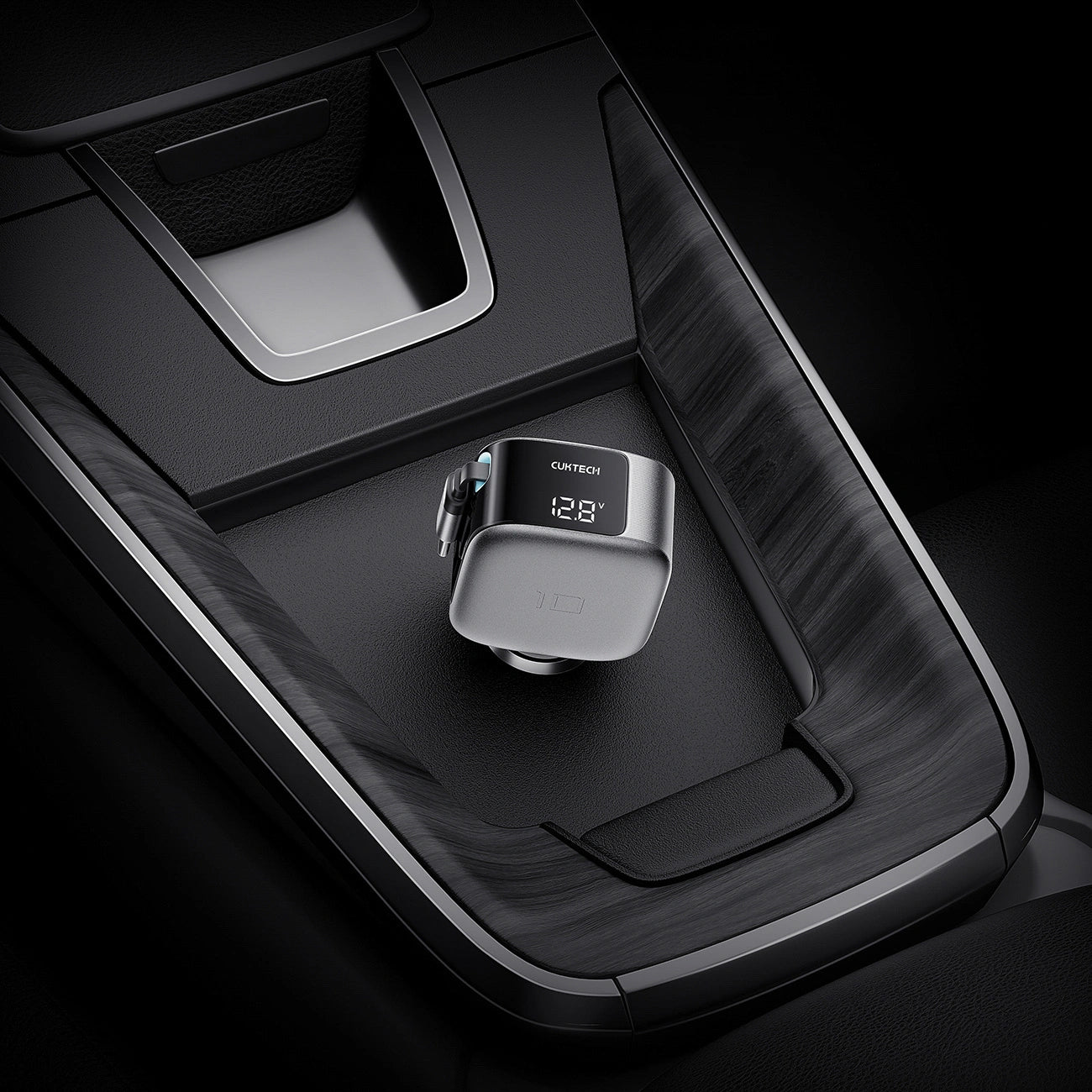 Auto nabíječka s USB-C kabelem Cuktech CC903P Display, 100W, 5A, 1 x USB-A - 1 x USB-C, šedá