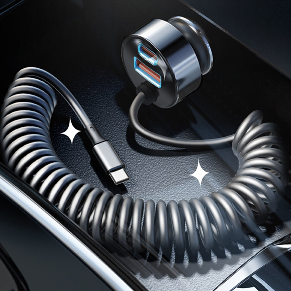 Lisen Car Charger with USB-C Cable, 90W, 3A, 1 x USB-A - 1 x USB-C, Black YL0223120020