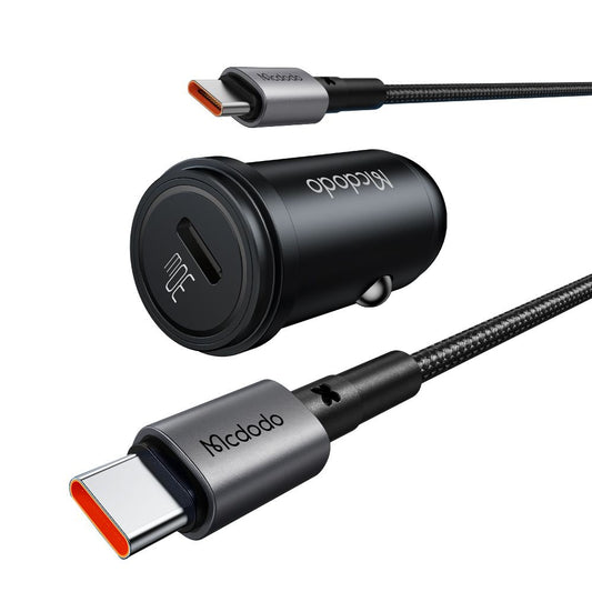 Auto nabíječka s kabelem USB-C McDodo CC-7493 Obsidian, 30W, 3A, 1 x USB-C, Černá