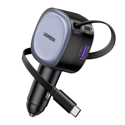 Auto nabíječka s USB-C kabelem UGREEN EC601, 75W, 3A, 1 x USB-A - 1 x USB-C, šedá