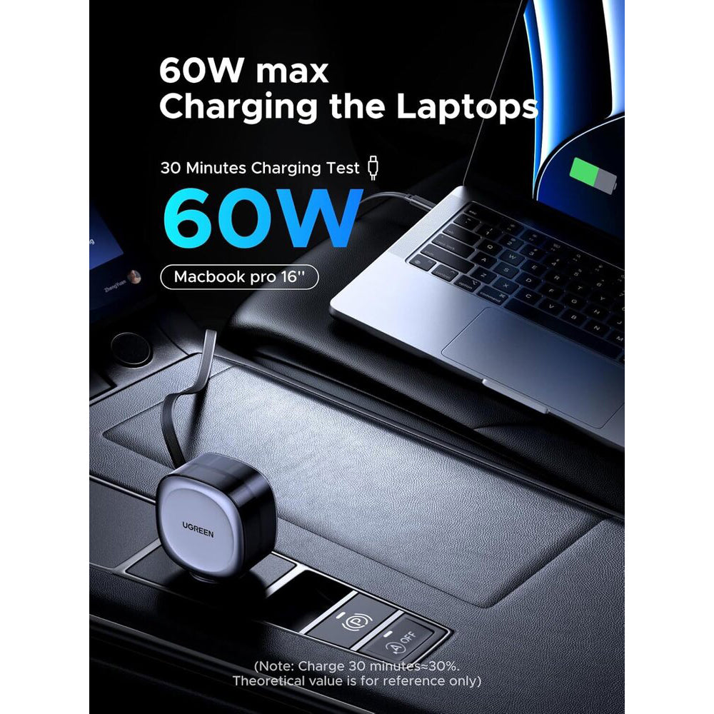 Auto nabíječka s USB-C kabelem UGREEN EC601, 75W, 3A, 1 x USB-A - 1 x USB-C, šedá