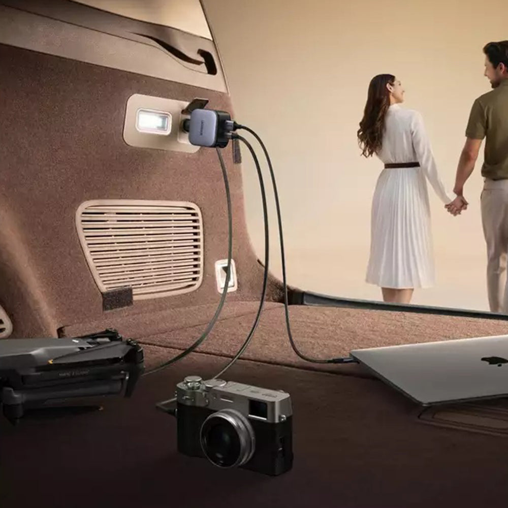 Auto nabíječka s USB-C kabelem UGREEN EC603, 90W, 3A, 1 x USB-A - 1 x USB-C, šedá