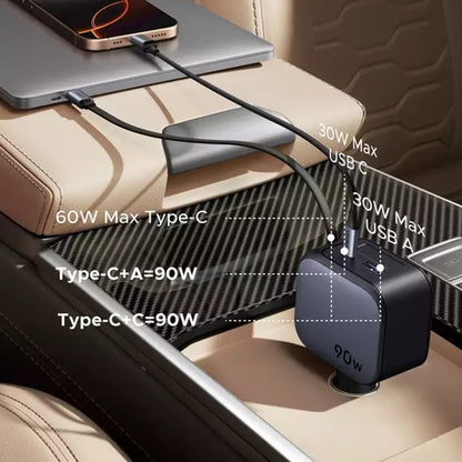 Auto nabíječka s USB-C kabelem UGREEN EC603, 90W, 3A, 1 x USB-A - 1 x USB-C, šedá