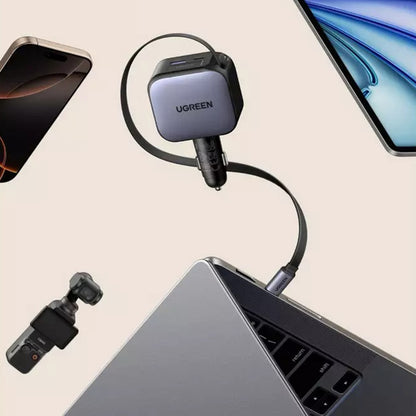 Auto nabíječka s USB-C kabelem UGREEN EC603, 90W, 3A, 1 x USB-A - 1 x USB-C, šedá