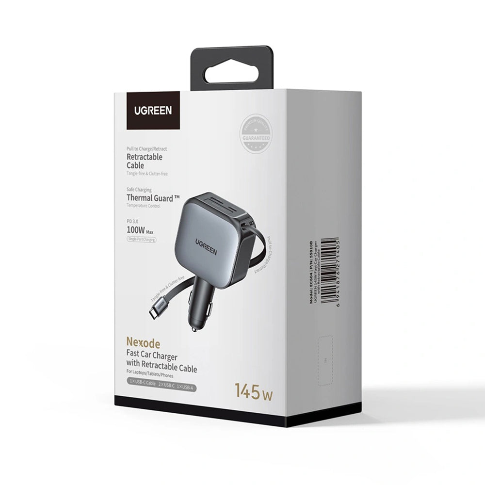 Autonabíječka s kabelem USB-C UGREEN EC604 (55910B) Nexode, 145W, 1 x USB-A - 2 x USB-C, Černá