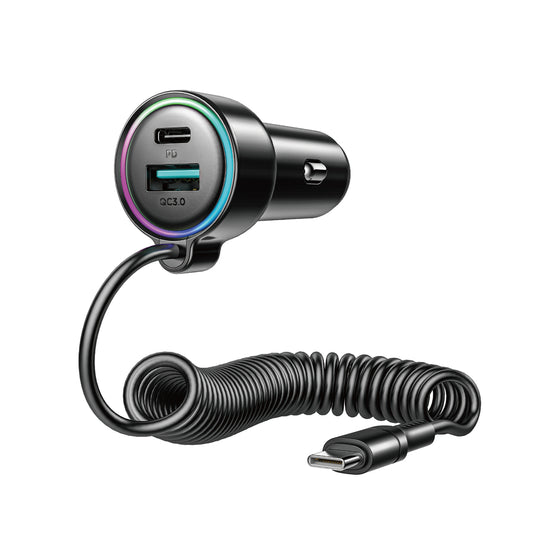 Auto nabíječka s kabelem USB-C Joyroom JR-CL07, 90W, 3A, 1 x USB-A - 1 x USB-C, Černá