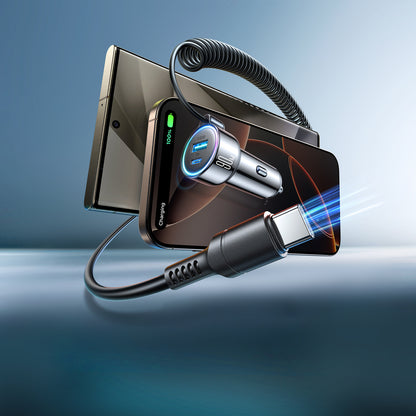 Auto nabíječka s kabelem USB-C Joyroom JR-CL07, 90W, 3A, 1 x USB-A - 1 x USB-C, Černá