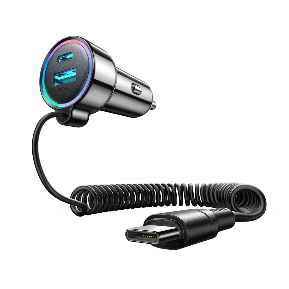 Auto nabíječka s kabelem USB-C Joyroom JR-CL07, 90W, 3A, 1 x USB-A - 1 x USB-C, Černá