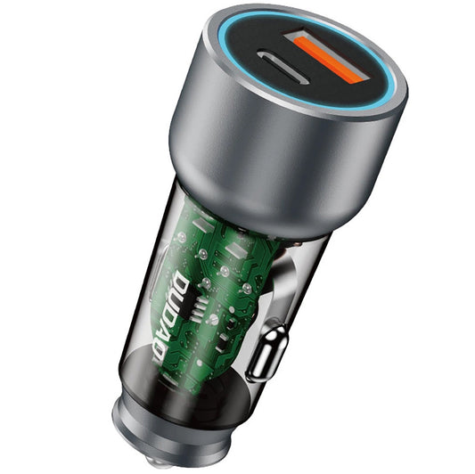 Nabíječka do auta Dudao R4T, 30W, 3A, 1 x USB-A - 1 x USB-C, šedá 